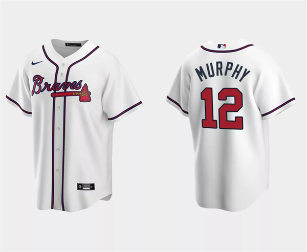 Men's Atlanta Braves #12 Sean Murphy White Cool Base Stitched Baseball Jersey - Click Image to Close